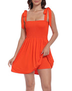 Romper Dress with Built in Shorts Smocked Mini Sundress