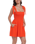 Romper Dress with Built in Shorts Smocked Mini Sundress