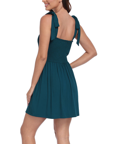 Romper Dress with Built in Shorts Smocked Mini Sundress
