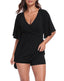 Women's Flutter Sleeve Skirted Romper Dress with Quick Slip Built-in Shorts and Pockets