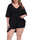 Women's Plus Size Flutter Sleeve Skirted Romper Dress with Quick Slip Built-in Shorts and Pockets