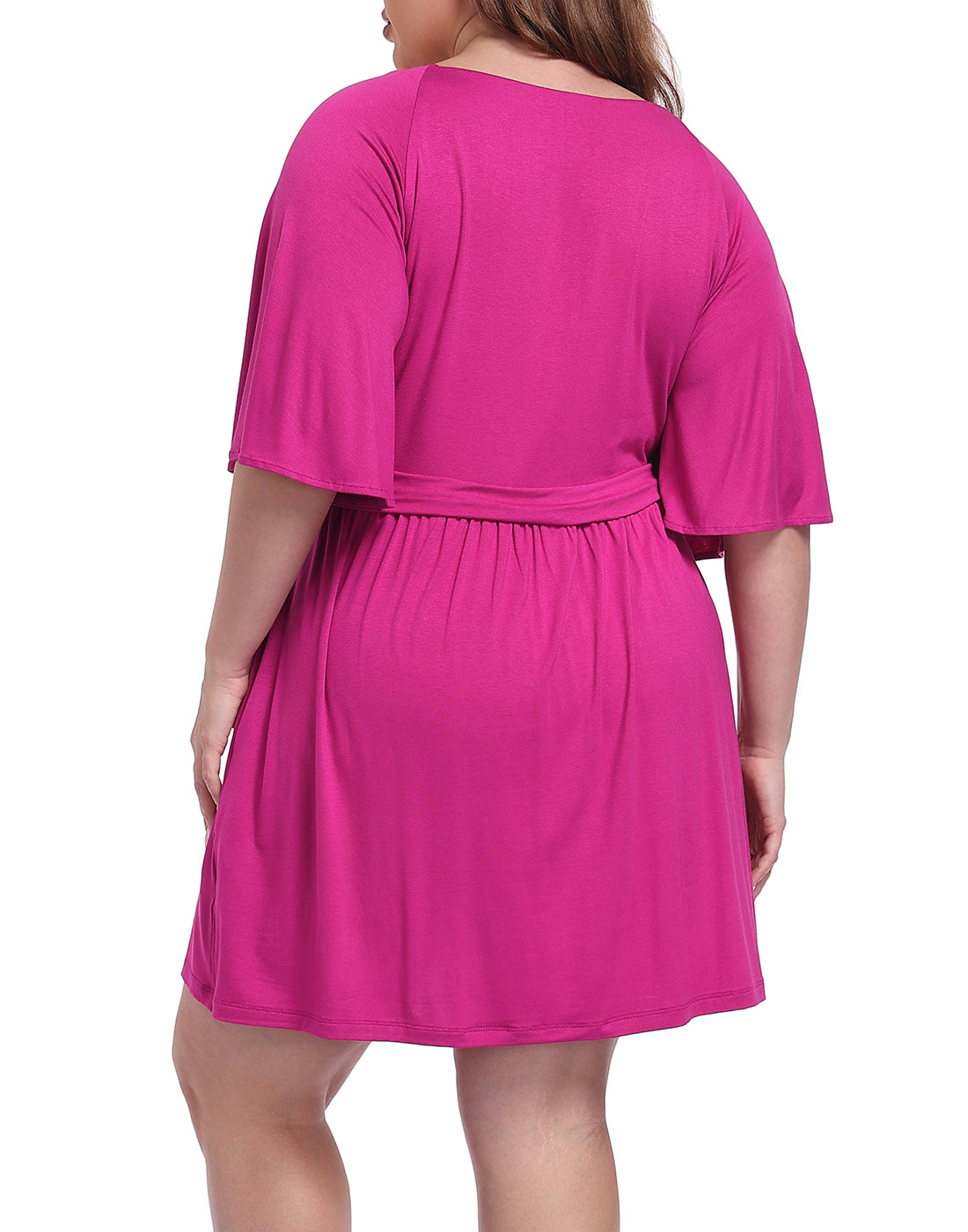 Women's Plus Size Flutter Sleeve Skirted Romper Dress with Quick Slip Built-in Shorts and Pockets