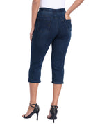 Pull On Capri Jeans 21" Inseam Slim Fit Cropped Stretch Denim Capris with Pockets