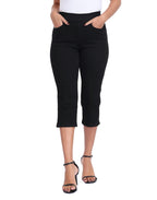 Pull On Capri Jeans 21" Inseam Slim Fit Cropped Stretch Denim Capris with Pockets