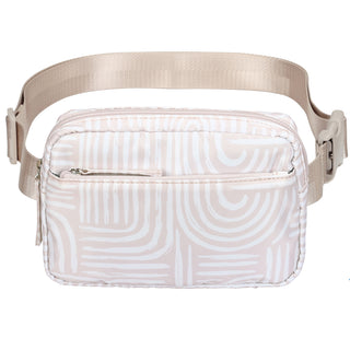 Crossbody Belt Bag 2L Adjustable Fanny Pack in Boho Brush Strokes