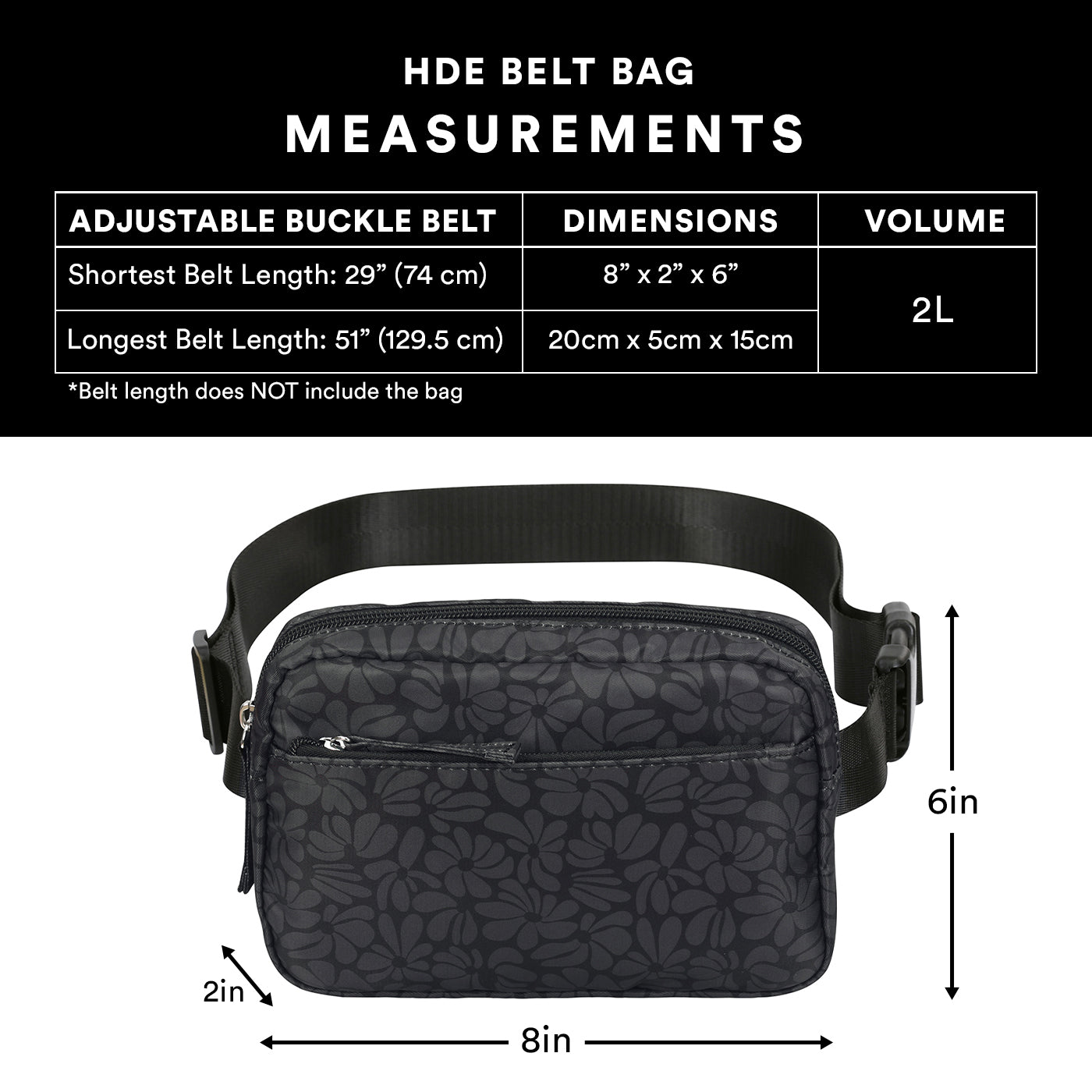 Cross Body Belt Bag 2L Fanny Pack with Adjustable Strap