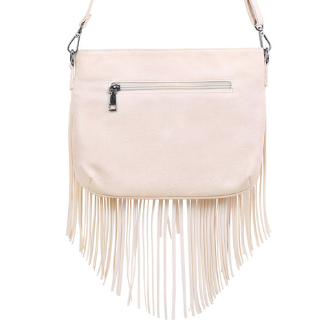 Black PU Leather Hobo Fringe Crossbody Tassel Purse Small Handbag