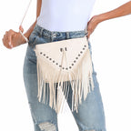 Black PU Leather Hobo Fringe Crossbody Tassel Purse Small Handbag