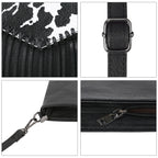 Black PU Leather Hobo Fringe Crossbody Tassel Purse Small Handbag
