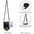 Black PU Leather Hobo Fringe Crossbody Tassel Purse Small Handbag
