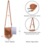 Black PU Leather Hobo Fringe Crossbody Tassel Purse Small Handbag