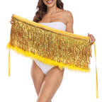 Sequin Tassel Fringe Skirt with Fur Trim