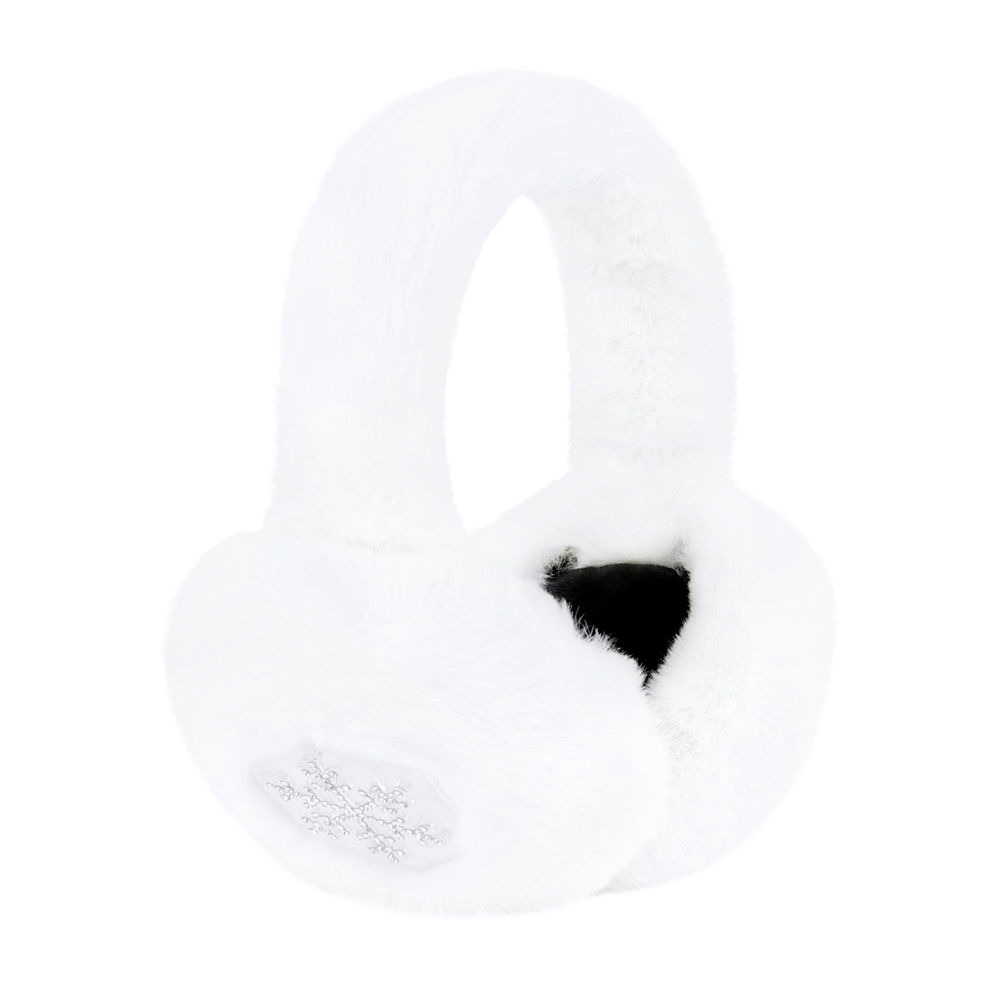Fuzzy Foldable Faux Fur Earmuffs with Rhinestone Charms Secondary image