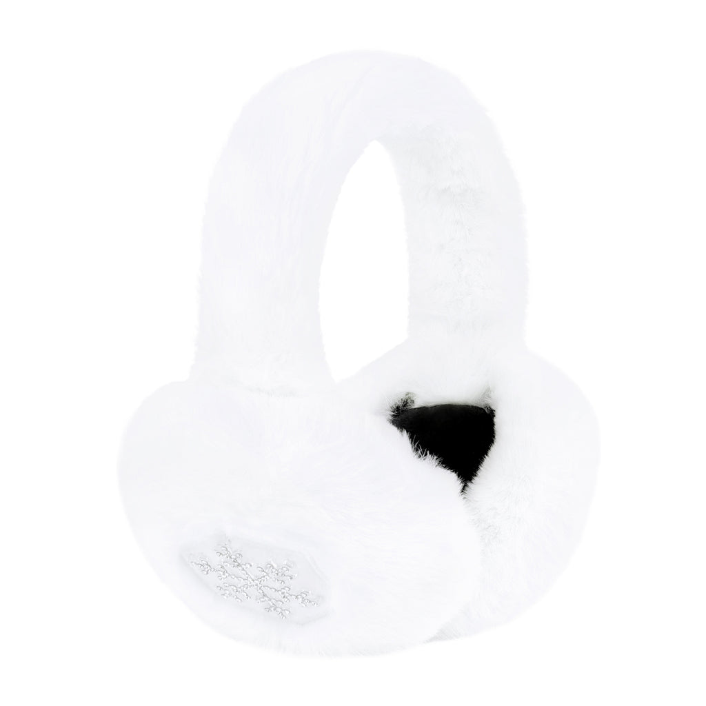 Fuzzy Foldable Faux Fur Earmuffs with Rhinestone Charms