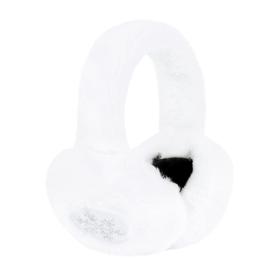 Faux Fur Earmuffs with Rhinestone Charms – back view
