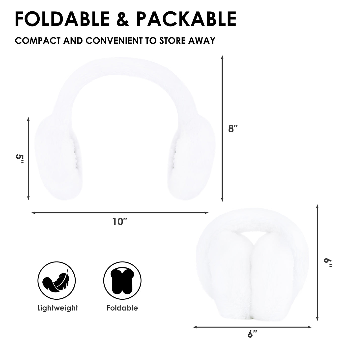 Fuzzy Foldable Faux Fur Earmuffs with Rhinestone Charms