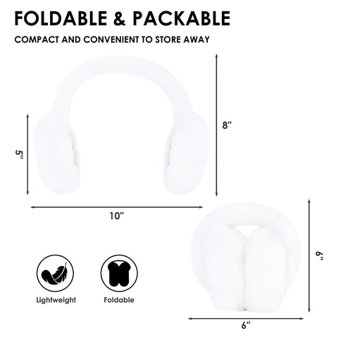 Fuzzy Foldable Faux Fur Earmuffs with Rhinestone Charms