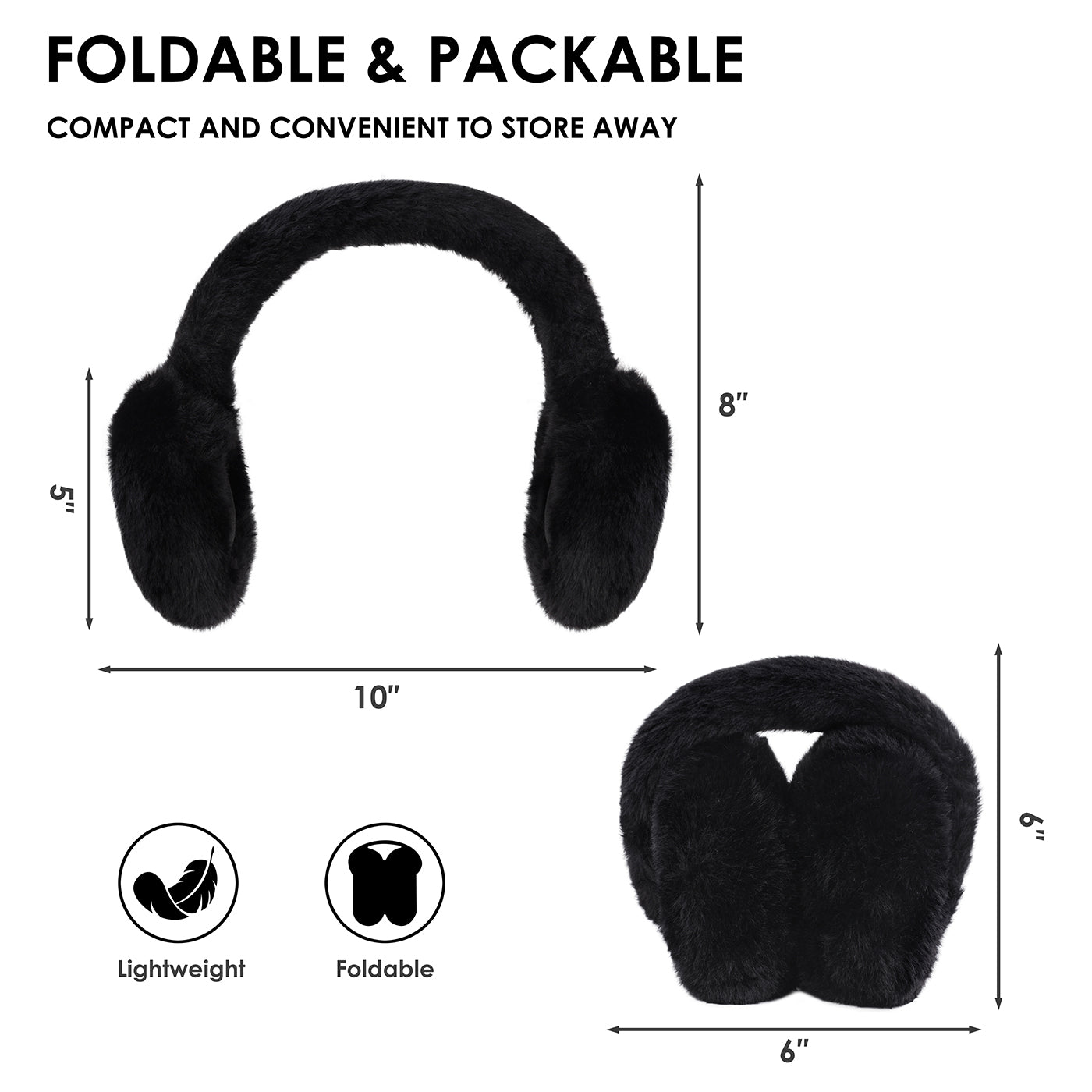 Fuzzy Foldable Faux Fur Earmuffs with Rhinestone Charms