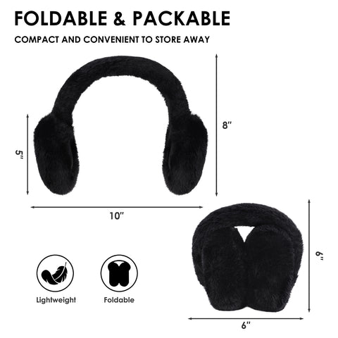 Fuzzy Foldable Faux Fur Earmuffs with Rhinestone Charms