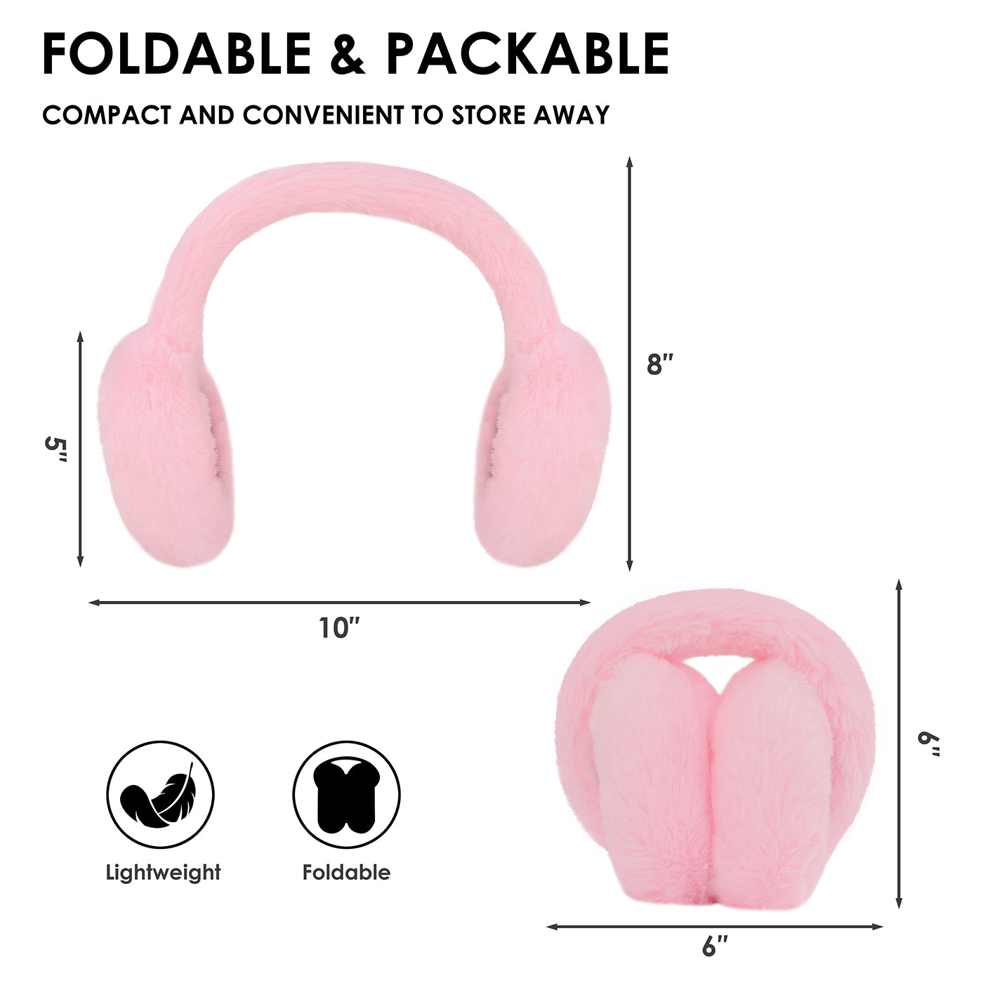 Fuzzy Foldable Faux Fur Earmuffs with Rhinestone Charms
