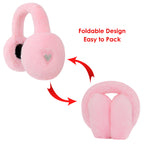 Fuzzy Foldable Faux Fur Earmuffs with Rhinestone Charms