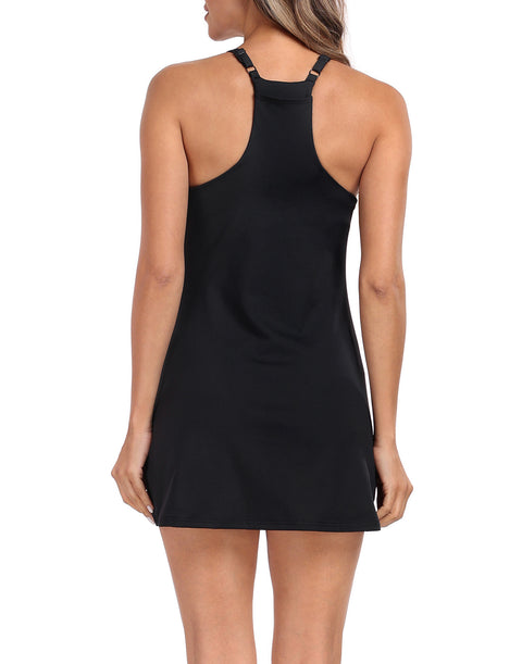 Women's V-Neck Exercise Tennis Dress with Built in Bra and Separate Shorts