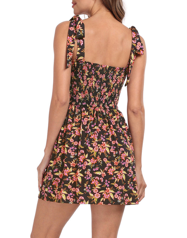 Romper Dress with Built In Shorts Smocked Mini – alternate view