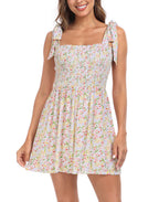 Romper Dress with Built in Shorts Smocked Mini Sundress