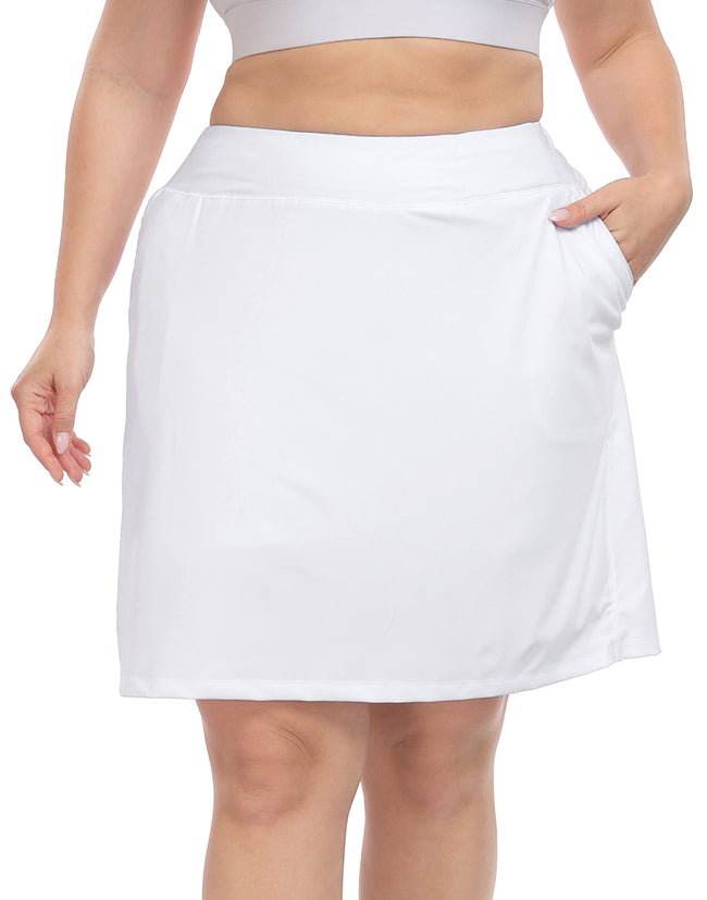 Plus Size Athletic Skort Golf Tennis Pockets in White
