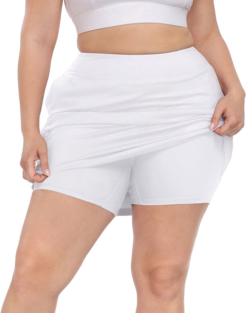 Plus Size Athletic Skort Golf Tennis Skirt with Bike Shorts & Pockets