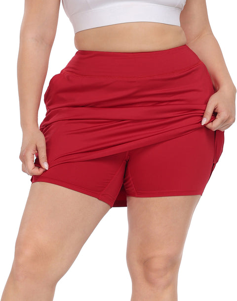 Plus Size Athletic Skort Golf Tennis Skirt with Bike Shorts & Pockets