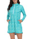 Ocean Swirl Beach Coverup Long Sleeve Swim Dress with Hood