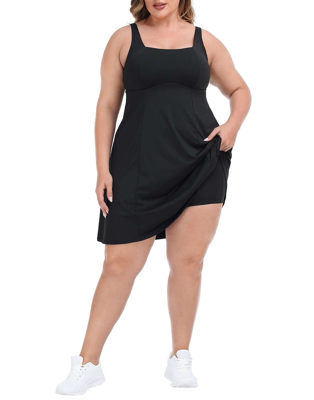 Plus Size Tennis Athletic Workout Dress with Built-in Shorts & Bra Main image