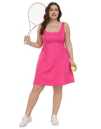 Plus Size Tennis Athletic Workout Dress with Built-in Shorts & Bra