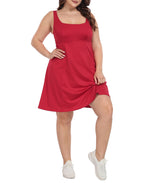 Plus Size Tennis Athletic Workout Dress with Built-in Shorts & Bra
