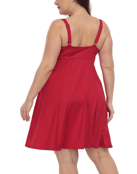 Plus Size Tennis Athletic Workout Dress with Built-in Shorts & Bra