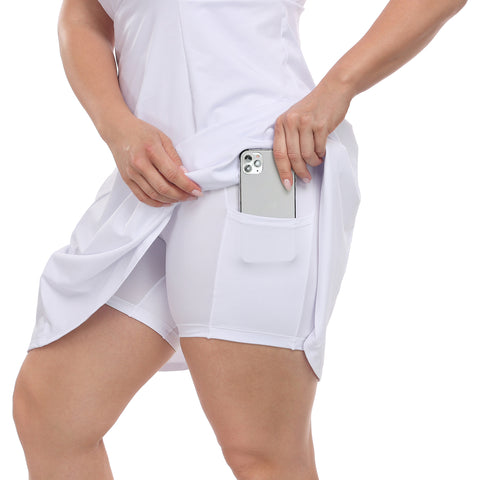 Plus Size Tennis Athletic Workout Dress with Built-in Shorts & Bra