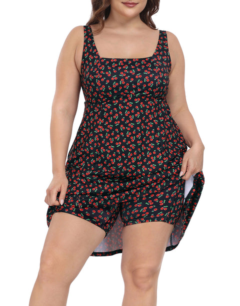 Plus Size Tennis Athletic Workout Dress with Built-in Shorts & Bra