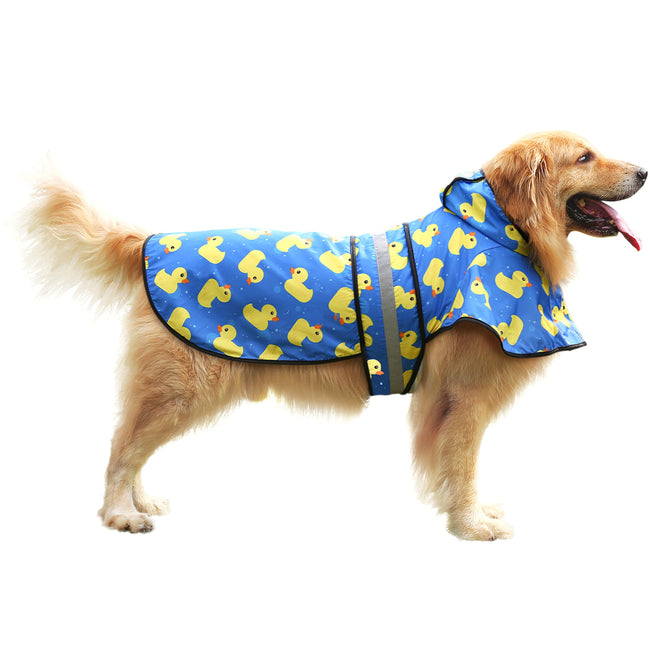 Patterned Dog Raincoat with Hood – side view