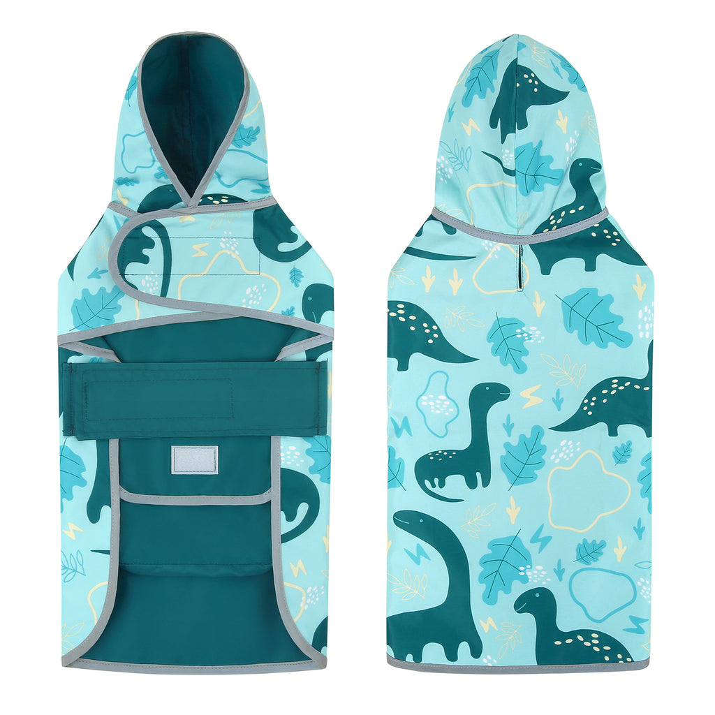 Reversible Dinosaurs Dog Raincoat With Hood