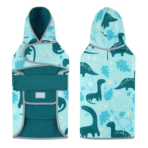Reversible Dinosaurs Dog Raincoat With Hood