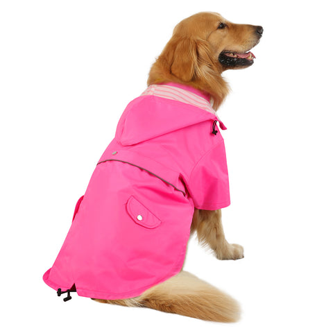 Double Layer Zip Up Dog Raincoat with Hood