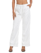 HDE Linen Pants - Women's Drawstring Wide Leg Casual Palazzo Trouser with Pocket - XL Short