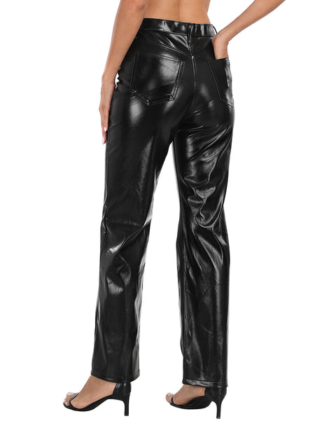 Shiny Metallic Faux Leather Pants