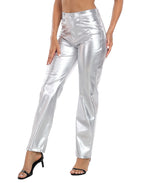 Shiny Metallic Faux Leather Pants