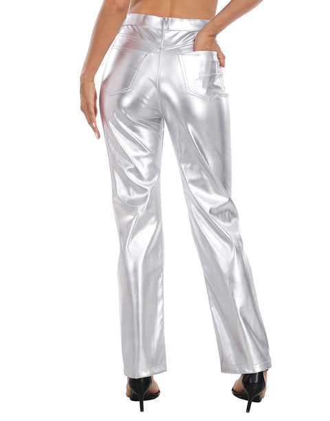 Shiny Metallic Faux Leather Pants