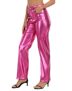 Shiny Metallic Faux Leather Pants