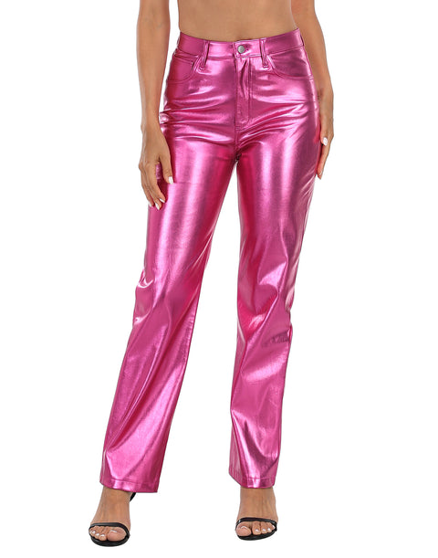 Shiny Metallic Faux Leather Pants