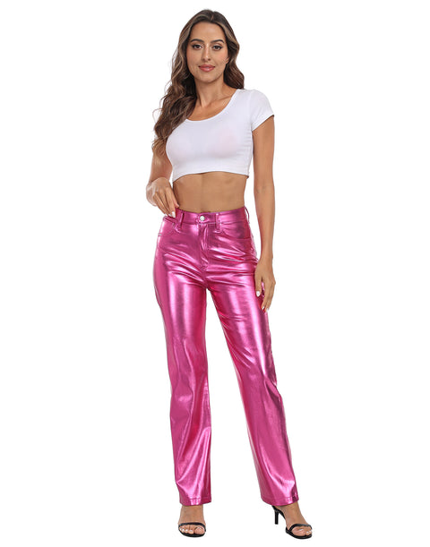 Shiny Metallic Faux Leather Pants