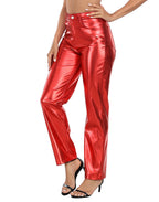 Shiny Metallic Faux Leather Pants